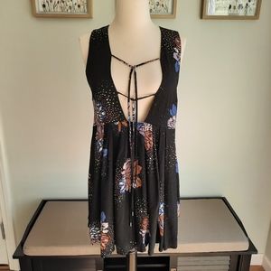 Free People Lovely Day black floral print dress